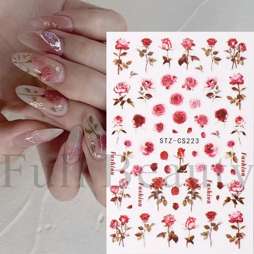 Flower themed nail stickers
