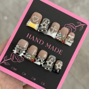 Hand painted acrylic nail set