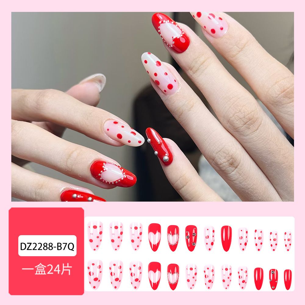 Red and white press on nails