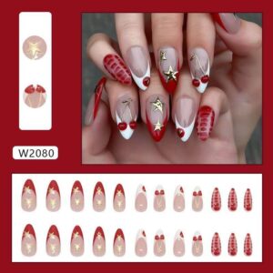 French tip design press on nails