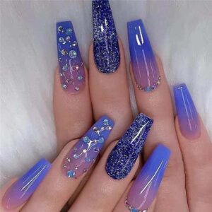 Long coffin shaped press on nails